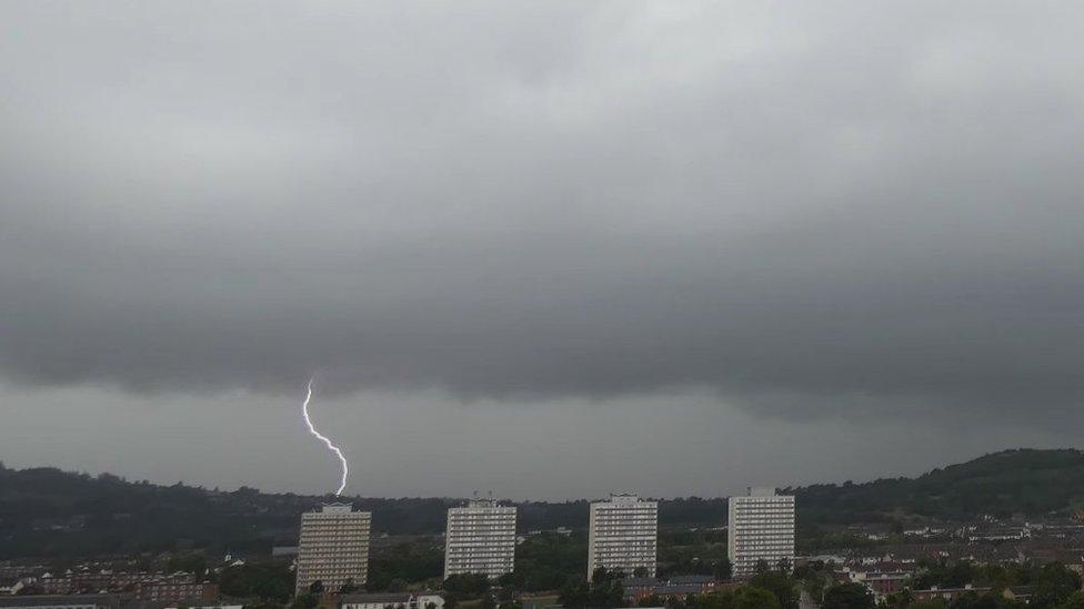 A dramatic scene over Cloughfern, Newtownabbey, captured during a previous thunderstorm on 27 July