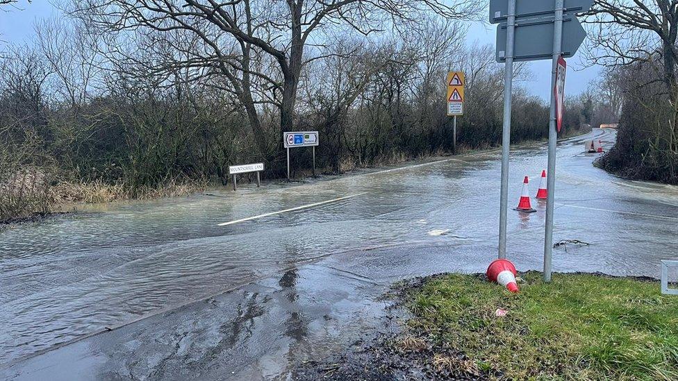 Flooding in Mountsorrel Lane in Sileby