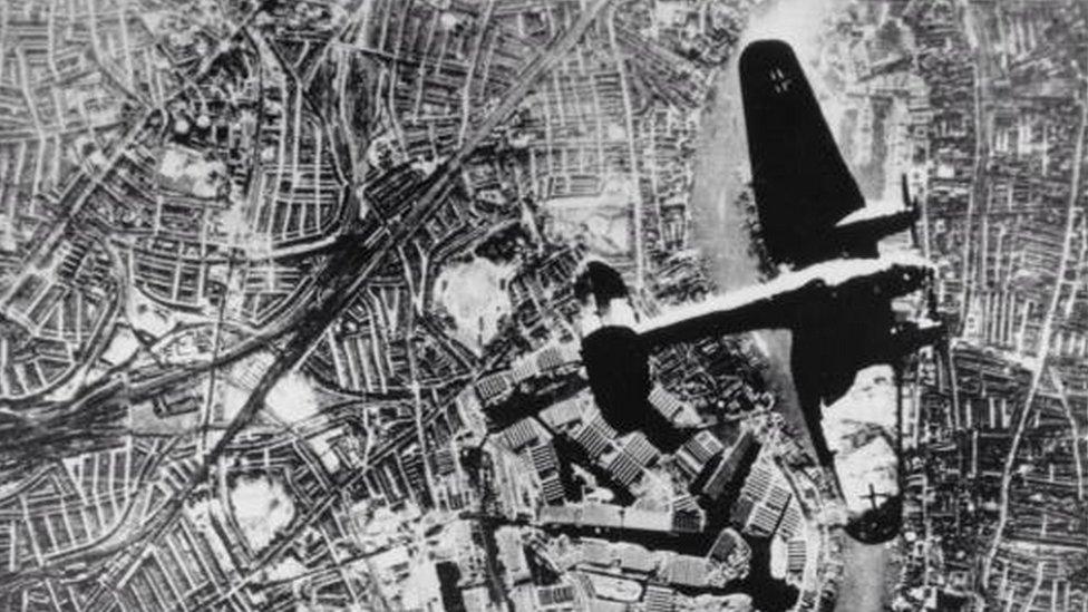 A Heinkel bomber over London