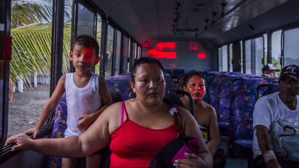 People in Mexico on evacuation buses