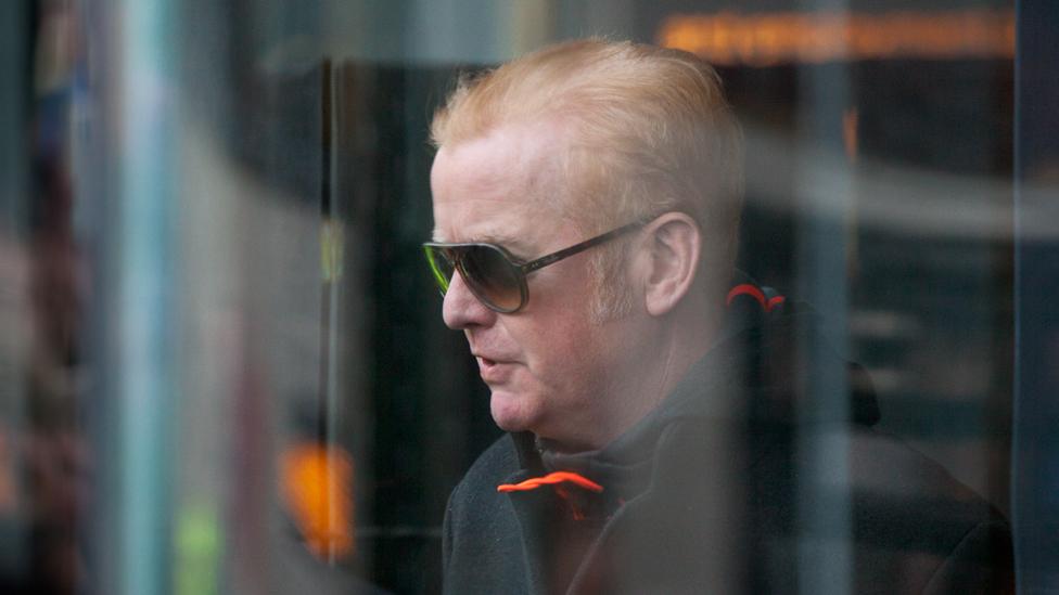 Radio 2 DJ Chris Evans leaves the restaurant after the lunch