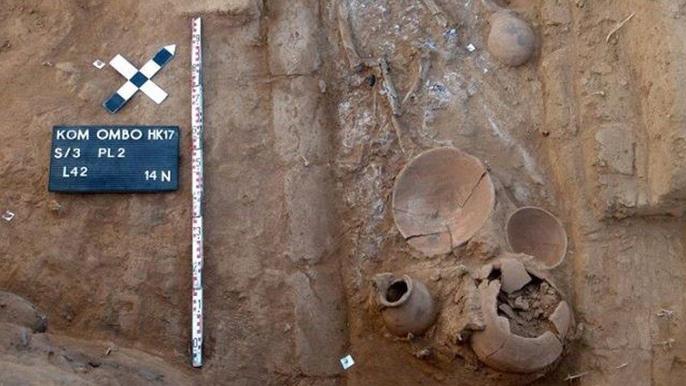 Part of a 4,000-year-old cemetery in the town of Kom Ombo