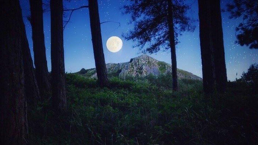 The super moon at Whiteford Burrows woods on Gower