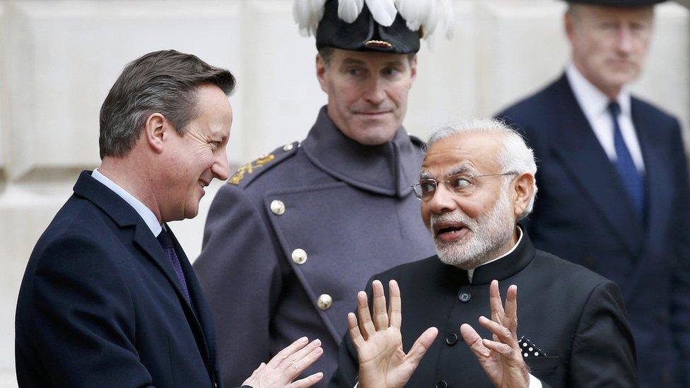 David Cameron, left, and Narendra Modi