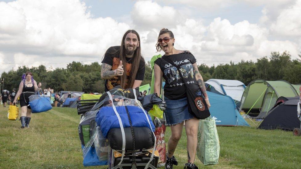 Campers at Bloodstock on Thursday