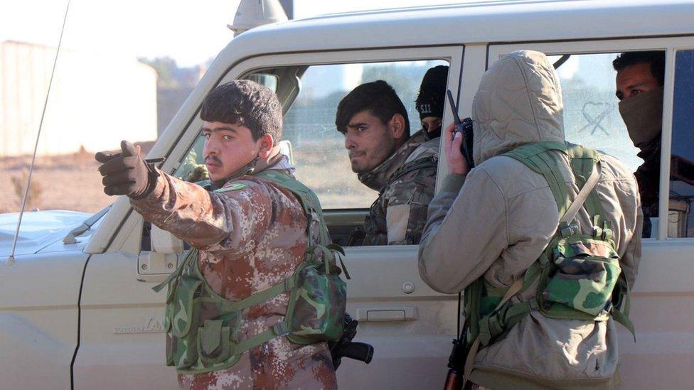 SDF forces patrol Hasaka city, Syria, during operation to clear Ghwayran prison (25 January 2022)