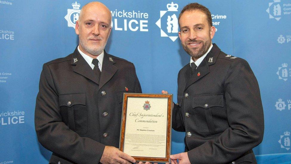 PC Croshaw, pictured with Chief Superintendent Ben Smith