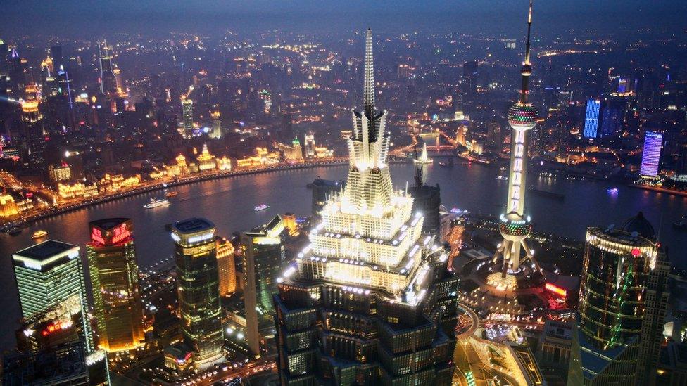 Aerial view of Shanghai's business district