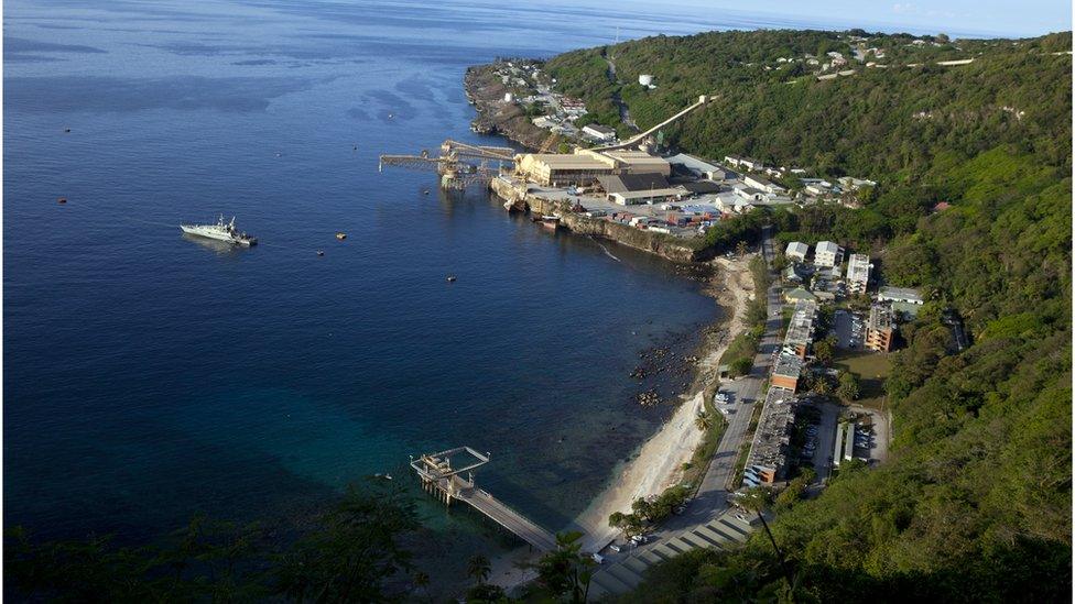 A view of the Flying Fish Cove February 28, 2012 on Christmas Island, Australia