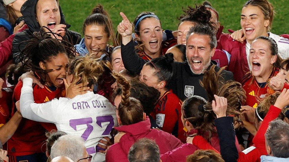 Spain team celebrate