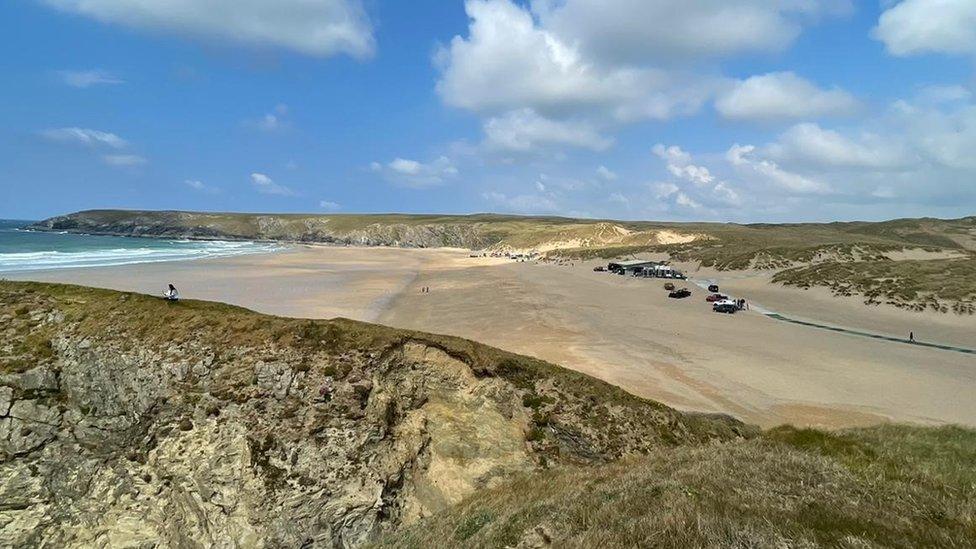 Filming at Holywell Bay