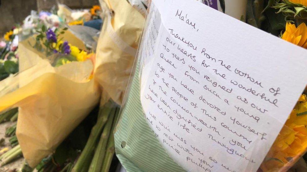 Cards left outside Highgrove House in Gloucestershire