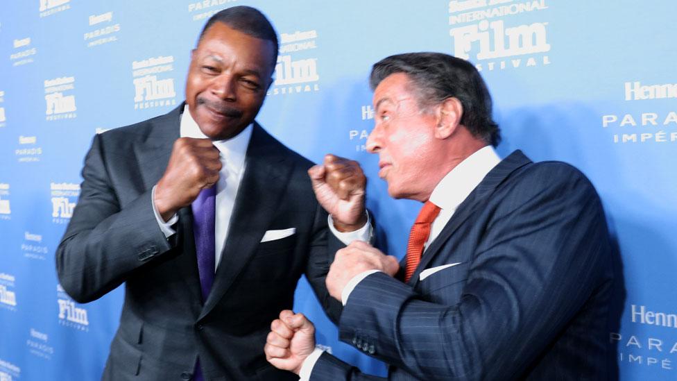 Carl Weathers with Sylvester Stallone in 2016