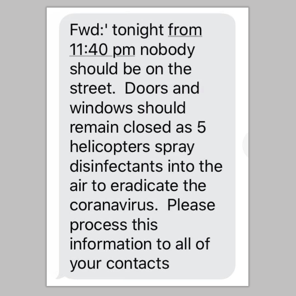 False imessage about helicopters