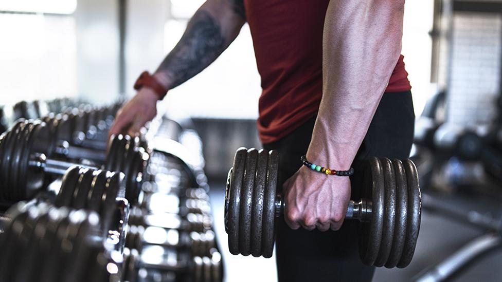 Man working out in gym