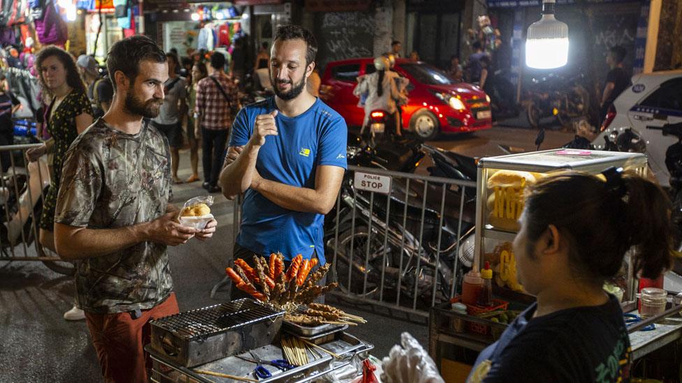 Felix and Josh in Hanoi, Vietnam