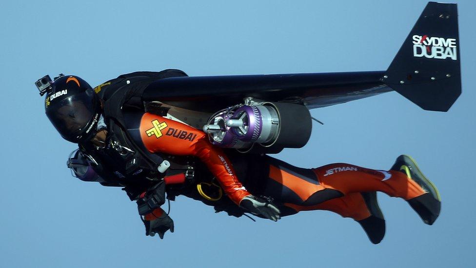 Vincent Reffet mid-flight over Dubai in 2015