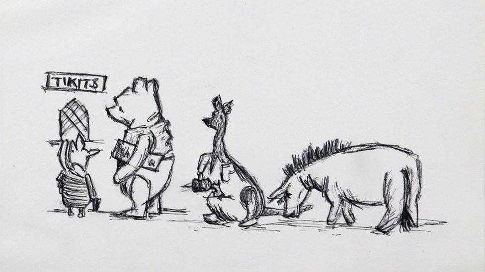 Piglet, Pooh, Kanga and Eeyore