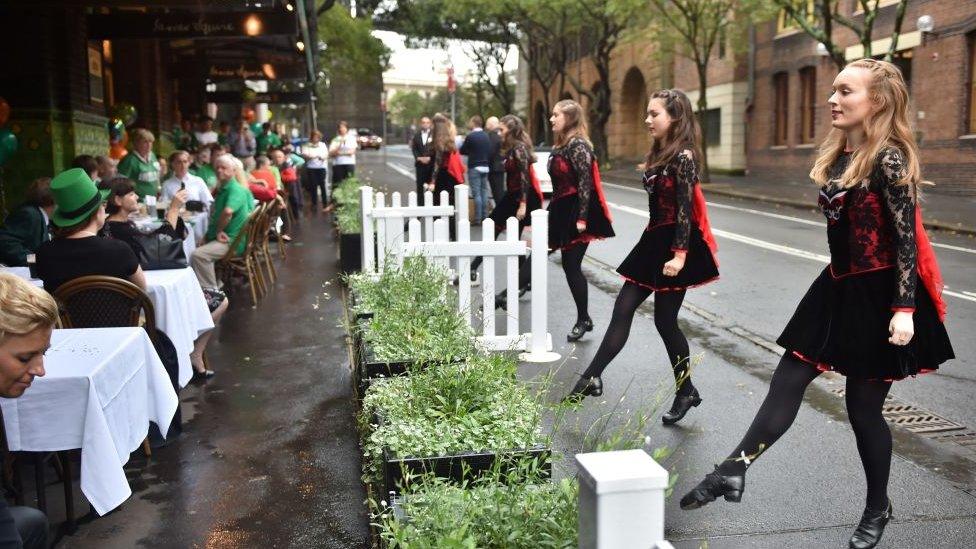 In Sydney, Australia, these Irish dancers performed outside a restaurant