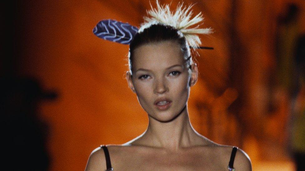 Kate Moss modelling in the 90s