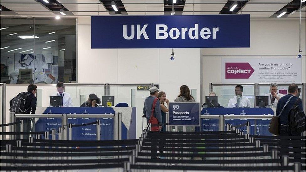 Passport control at Heathrow airport