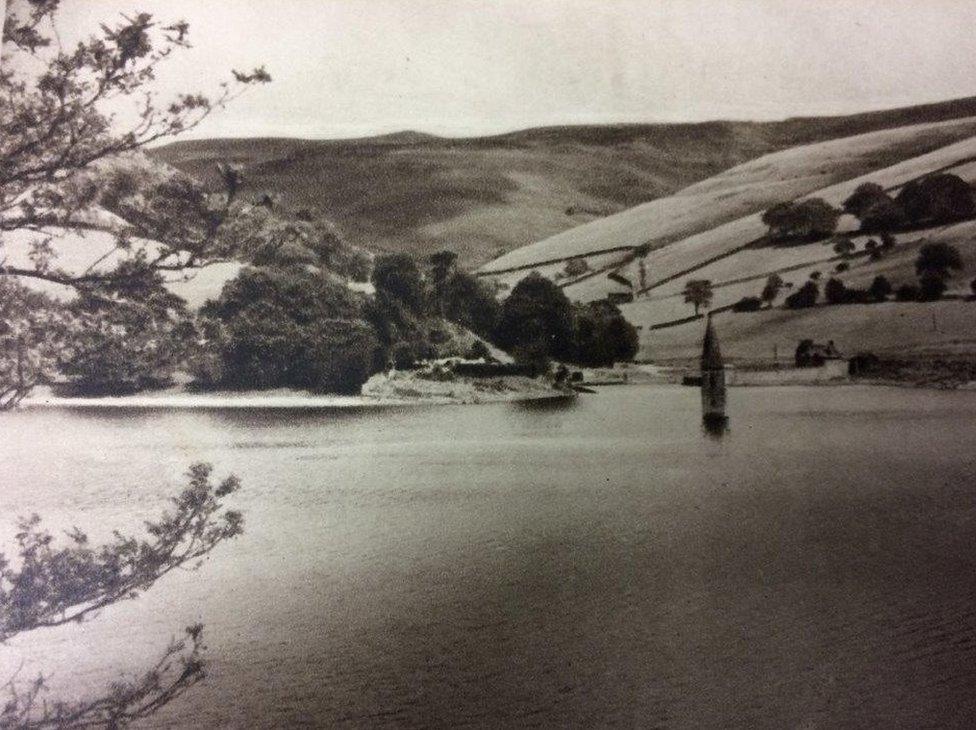 Derwent spire submerged under water