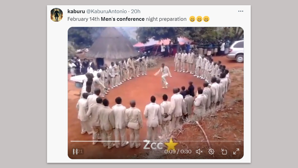 screen grab of Tweet showing men dancing