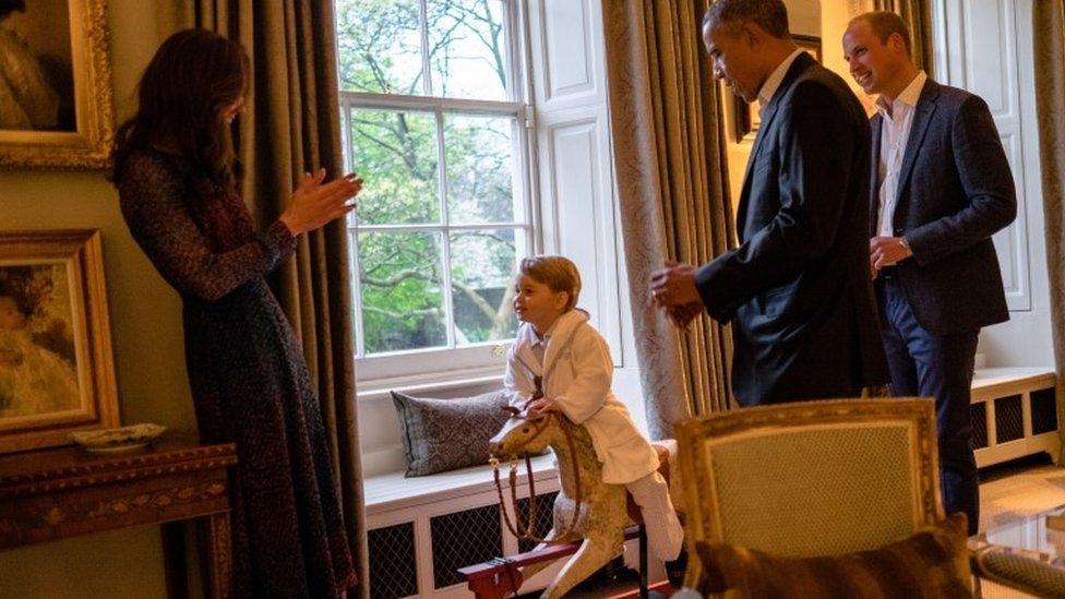 Prince George meeting Barack Obama