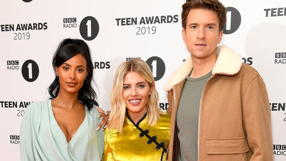 Maya Jama, Mollie King and Greg James