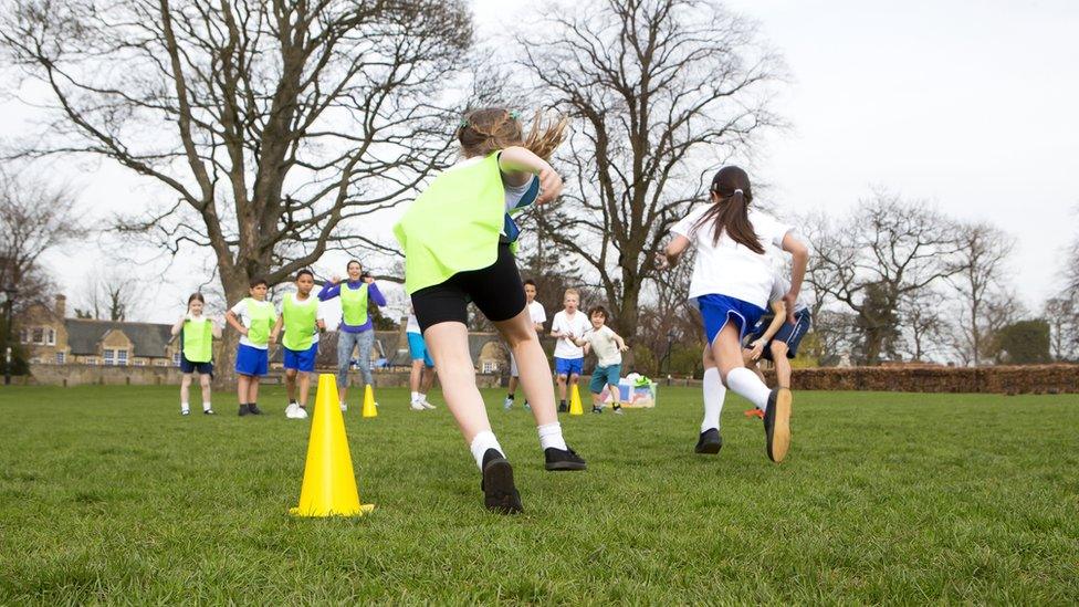 Children running during PE lesson