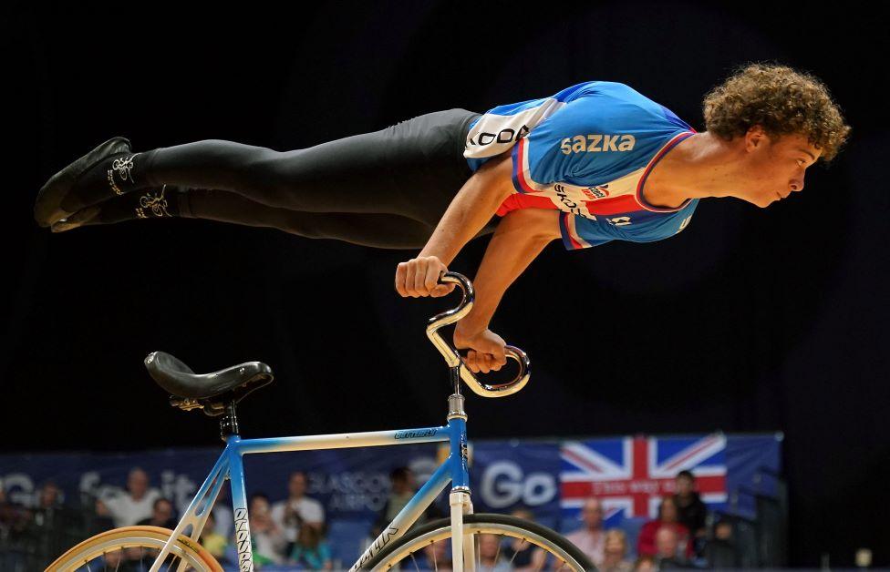 Czech Republic's Krystof Necas competes in the Men's Elite Single Artistic Cycling