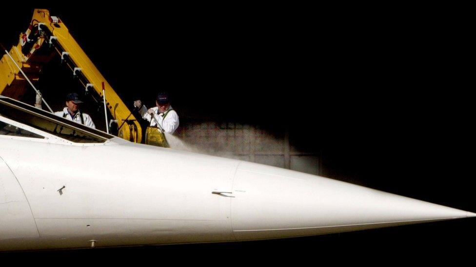 Concorde having a wash