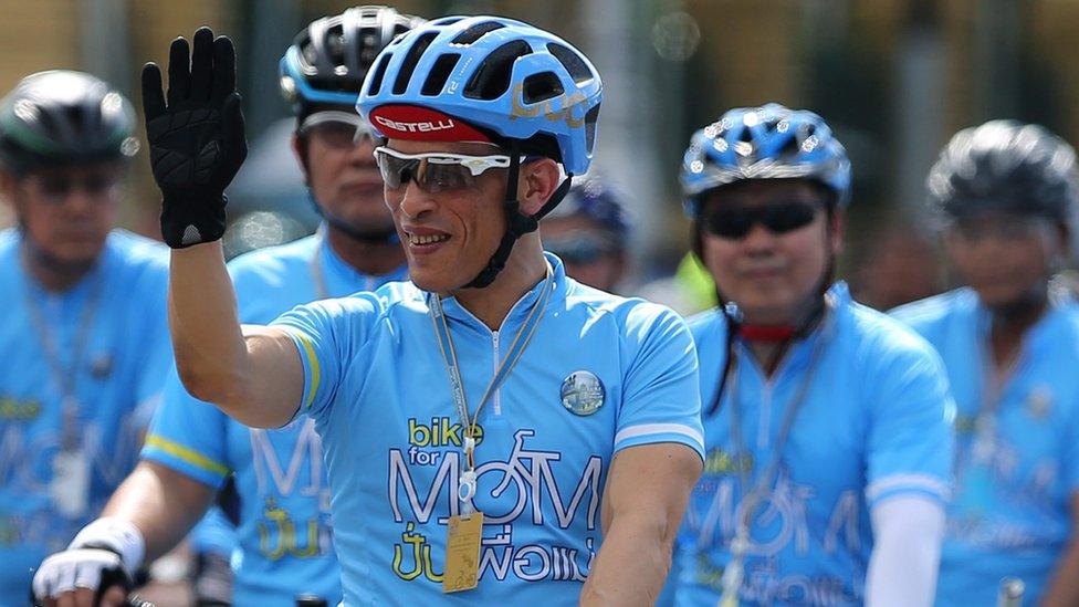 Thai Crown Prince Maha Vajiralongkorn takes part in the "Bike for Mom" mass bicycle ride campaign held to celebrate the 83rd birthday of Queen Sirikit in Bangkok, Thailand, on Sunday