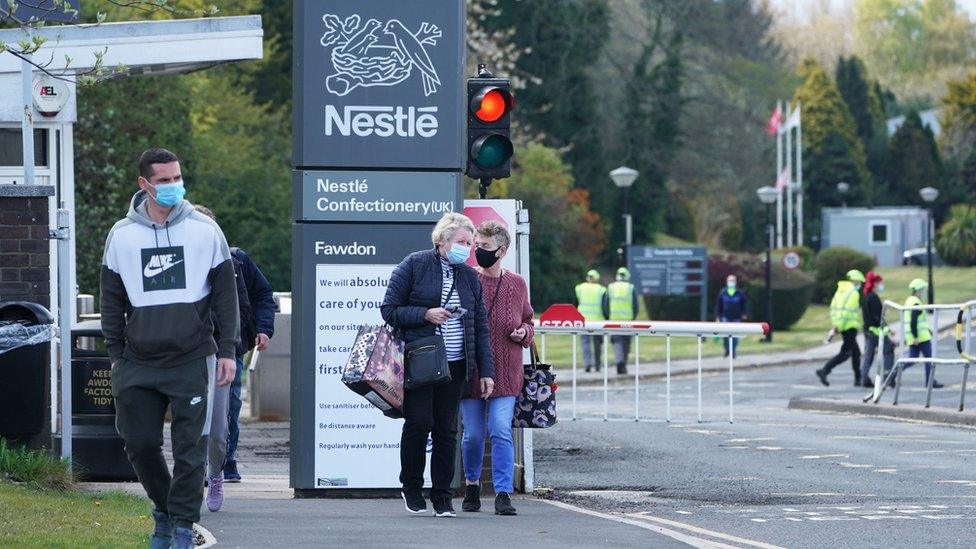 Workers at Nestle factory at Fawdon