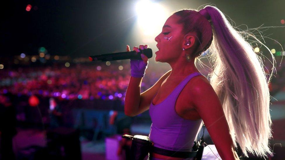 Ariana Grande performs with Kygo onstage during the 2018 Coachella Valley Music And Arts Festival at the Empire Polo Field on April 20, 2018 in Indio, California