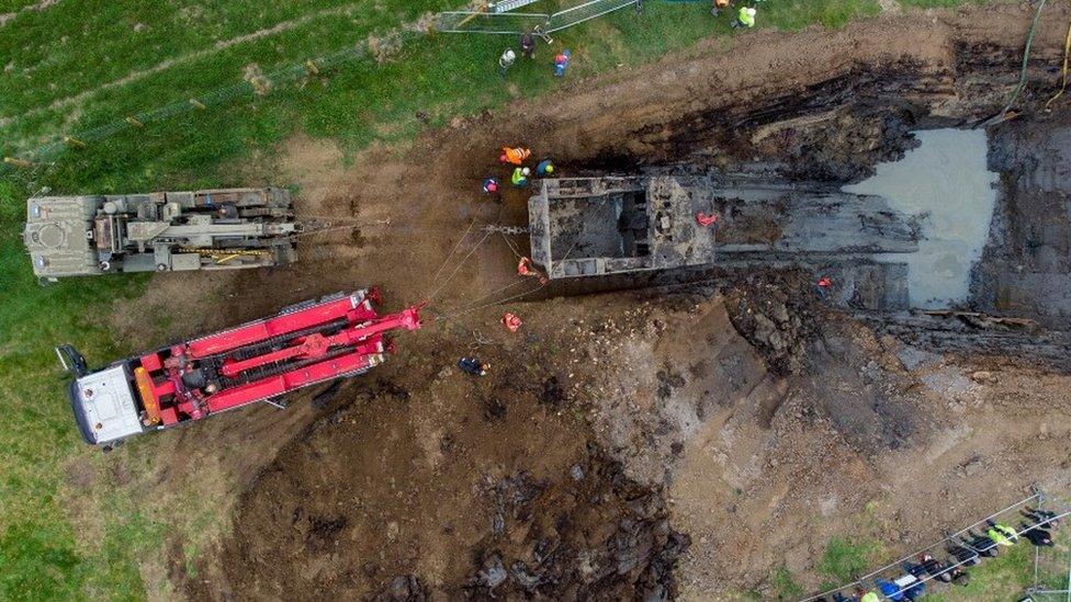 Tank being recovered