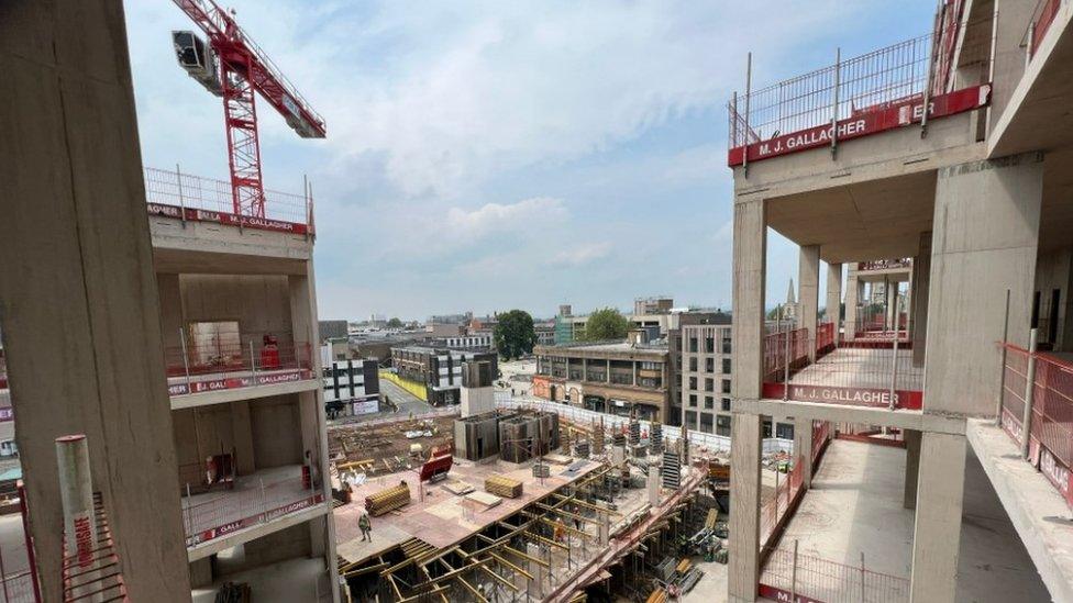 Building work on the site of The Forum in Gloucester