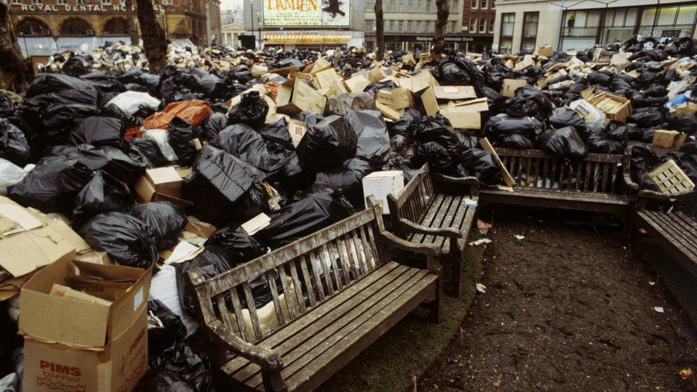 Leicester Square during the Winter of Discontent, 1979