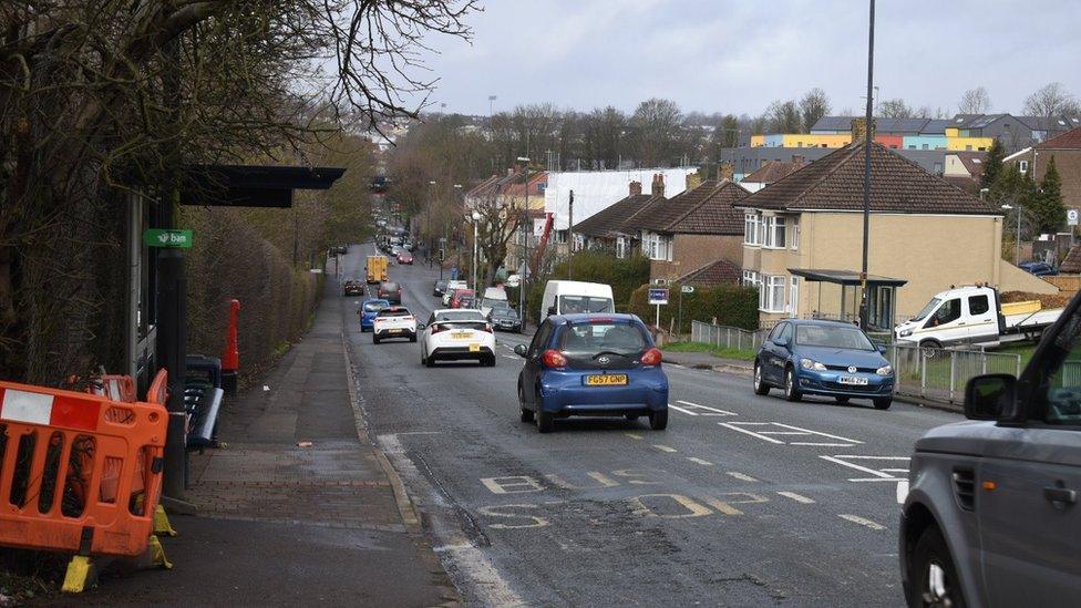 A diversion directs cyclists down the busy Muller Road