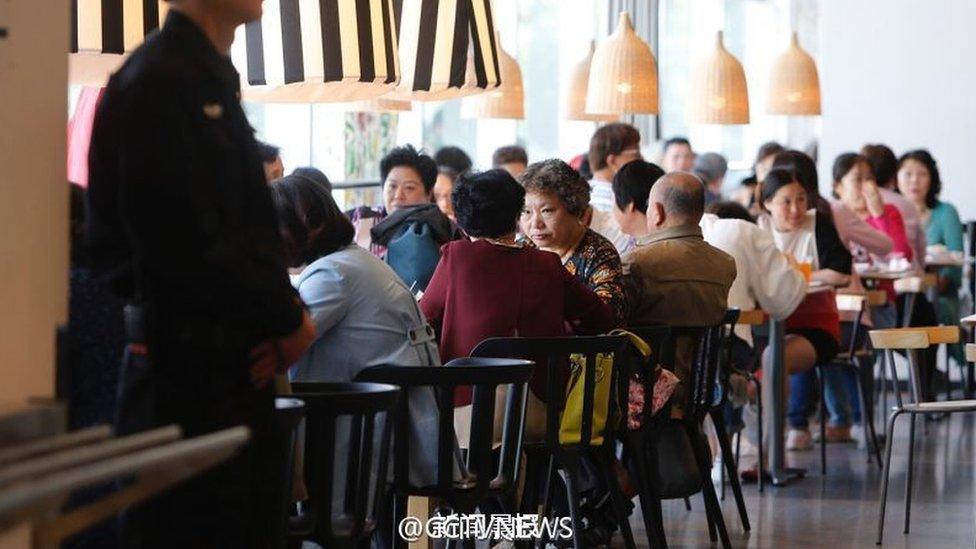 Elderly customers in Ikea canteen