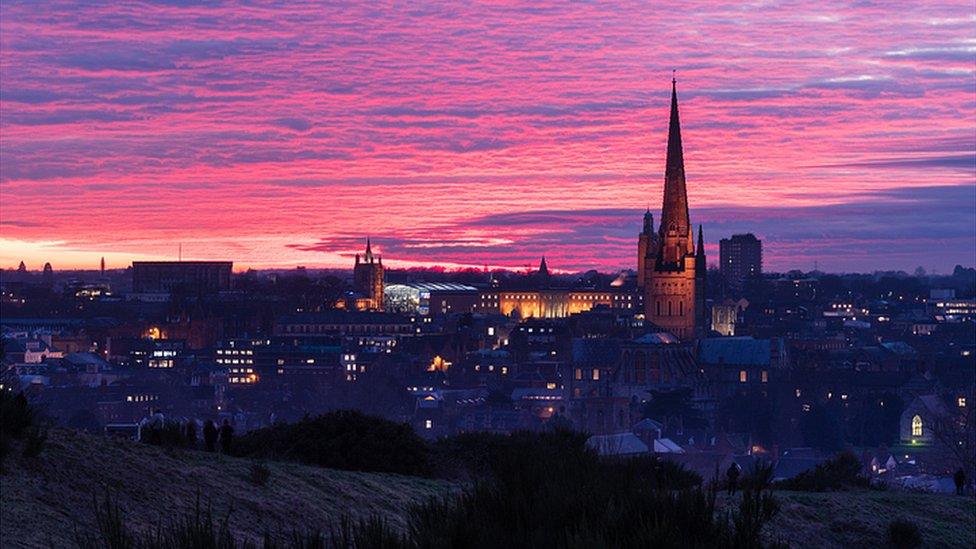 Norwich at sunset