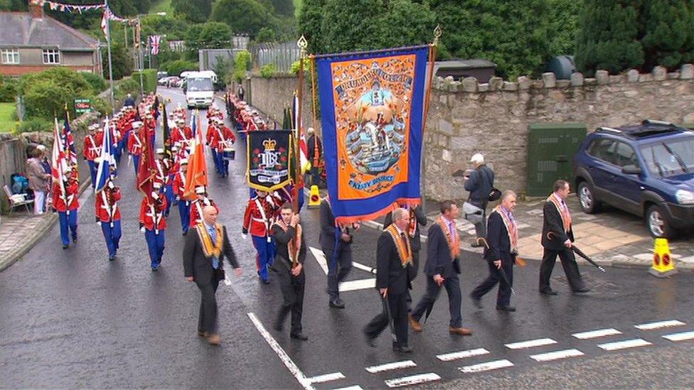 The County Armagh parade, and flagship Twelfth parade was in Bessbrook, where 11 District Lodges and a total of 154 private lodges were on parade.