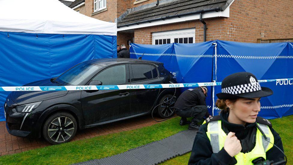 Police outside Peter Murrell and Nicola Sturgeon's home