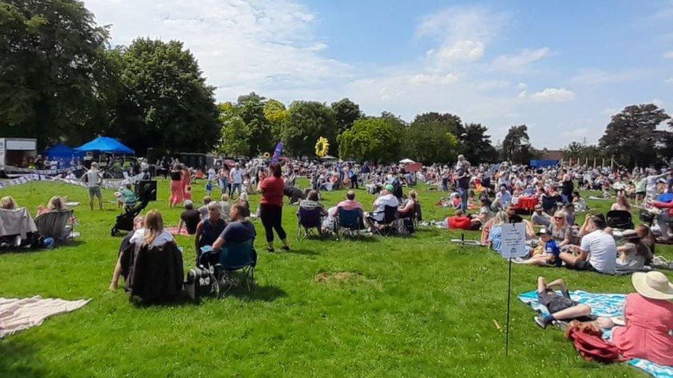 Crowds at Fordbridge Park in Ashford, Surrey