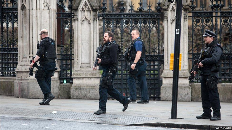 Policemen outside Westminster