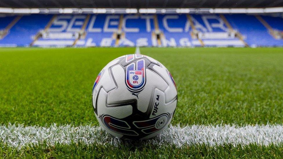 Official matchday ball on the touchline at Reading's Select Car Leasing Stadium.