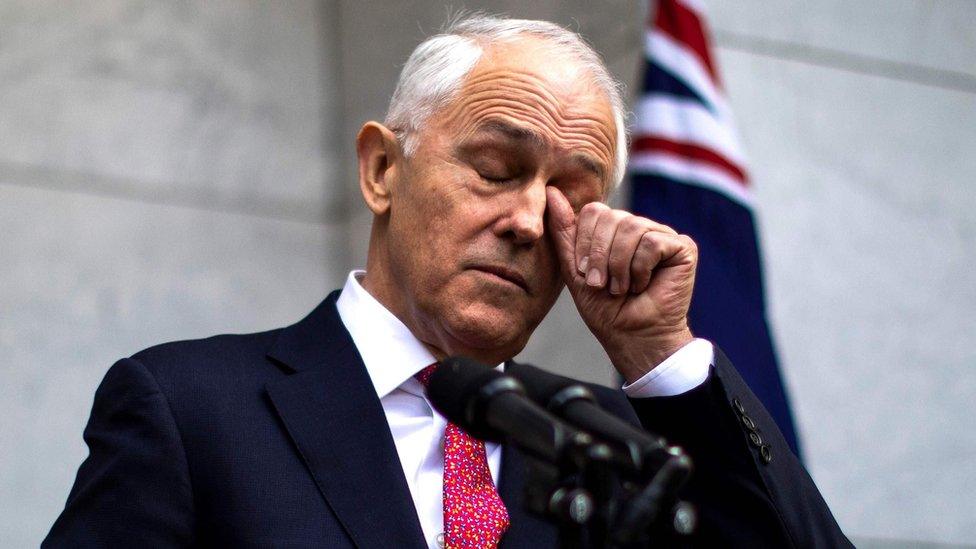 Malcolm Turnbull rubs his eye