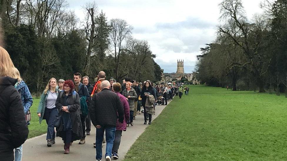 General view of the mass walk in Cirencester Park