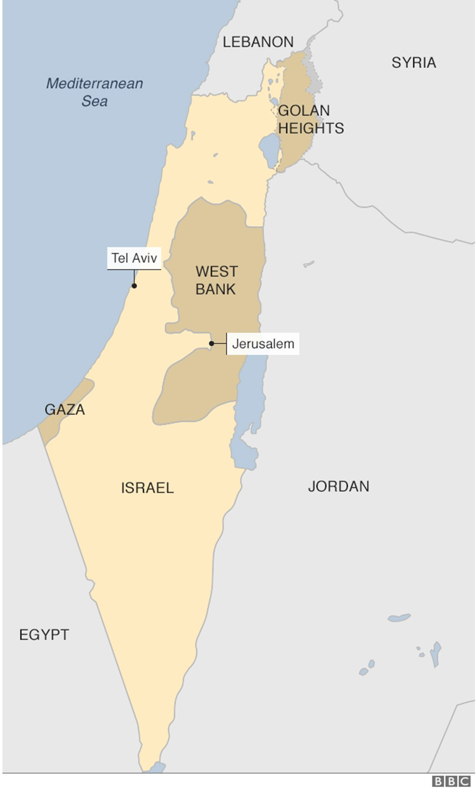 A map of Israel and the Palestinian territories