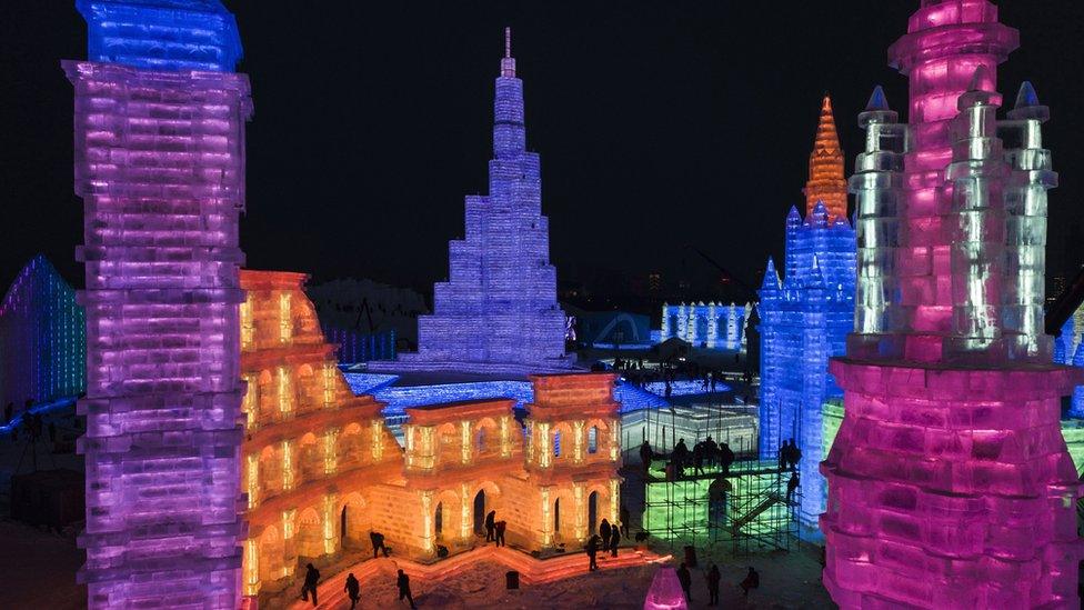 Preparations for Harbin ice and snow festival